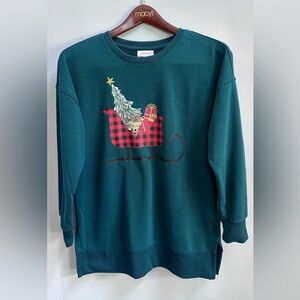 teddi rose green holiday women sweater size L